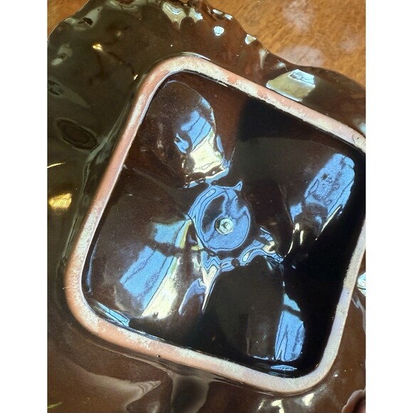 Mid Century Vintage Traditional Japan Drip Glaze Pottery 4 Section Tidbit Tray - Picture 4 of 6